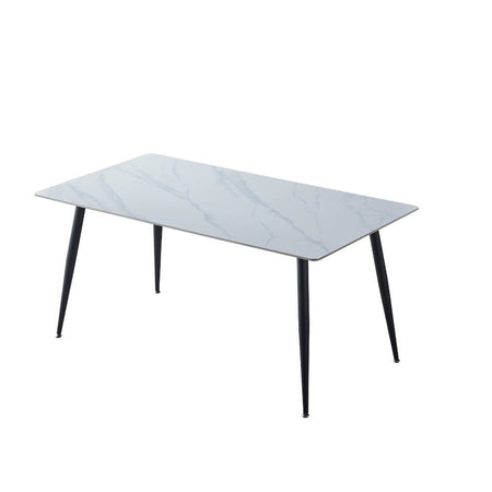 Tavolo Mila 140x80 top ceramica effetto marmo bianco lucido