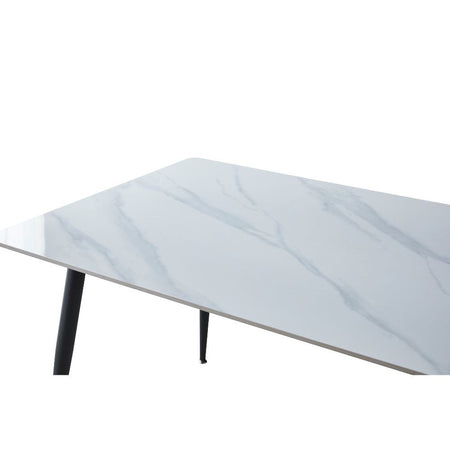 Tavolo Mila 140x80 top ceramica effetto marmo bianco lucido