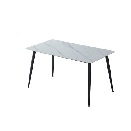 Tavolo Mila 140x80 top ceramica effetto marmo bianco lucido
