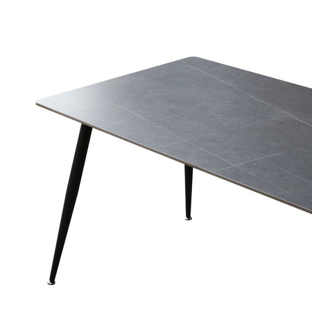 Tavolo Mila 160x90 top ceramica effetto marmo grigio cemento opaco