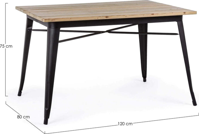 Tavolo Minnesota con gambe in acciaio laminato, piano in legno di olmo Casa e cucina/Arredamento/Sala da pranzo/Tavoli da sala da pranzo Decor Space - Altamura, Commerciovirtuoso.it