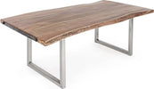 Tavolo Osbert rettangolare, con gambe in acciaio, piano in legno di acacia, stile moderno Casa e cucina/Arredamento/Sala da pranzo/Tavoli da sala da pranzo Decor Space - Altamura, Commerciovirtuoso.it