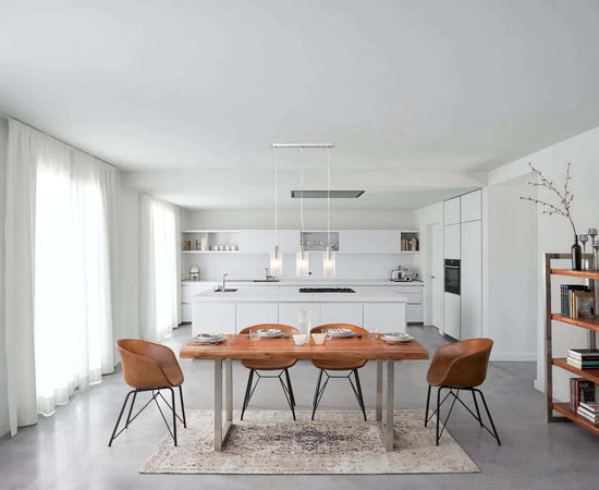 Tavolo Osbert rettangolare, con gambe in acciaio, piano in legno di acacia, stile moderno Casa e cucina/Arredamento/Sala da pranzo/Tavoli da sala da pranzo Decor Space - Altamura, Commerciovirtuoso.it