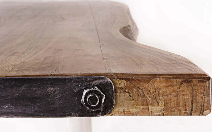 Tavolo Osbert rettangolare, con gambe in acciaio, piano in legno di acacia, stile moderno Casa e cucina/Arredamento/Sala da pranzo/Tavoli da sala da pranzo Decor Space - Altamura, Commerciovirtuoso.it