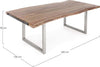 Tavolo Osbert rettangolare, con gambe in acciaio, piano in legno di acacia, stile moderno Casa e cucina/Arredamento/Sala da pranzo/Tavoli da sala da pranzo Decor Space - Altamura, Commerciovirtuoso.it