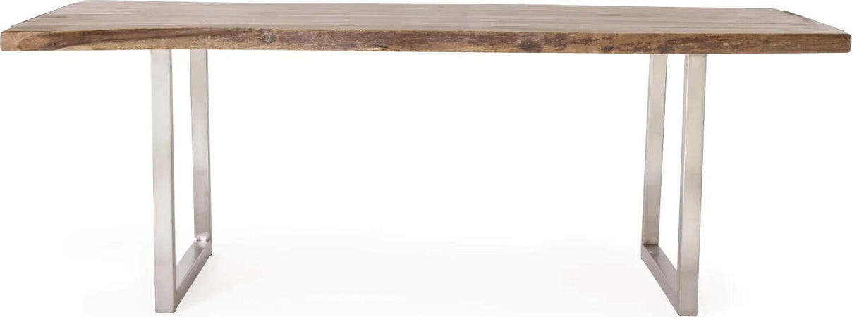 Tavolo Osbert rettangolare, con gambe in acciaio, piano in legno di acacia, stile moderno Casa e cucina/Arredamento/Sala da pranzo/Tavoli da sala da pranzo Decor Space - Altamura, Commerciovirtuoso.it