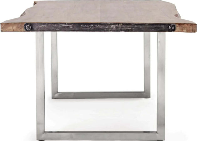 Tavolo Osbert rettangolare, con gambe in acciaio, piano in legno di acacia, stile moderno Casa e cucina/Arredamento/Sala da pranzo/Tavoli da sala da pranzo Decor Space - Altamura, Commerciovirtuoso.it