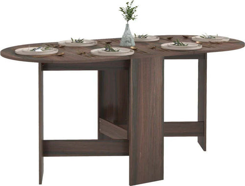 Tavolo-Pieghevole-con-2-Ribalte-Ovale,-Consolle-Salvaspazio-in-Legno,-Marrone-KJ583A-116V80BNKJ5