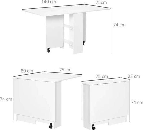 Tavolo-Pieghevole-con-2-Ripiani-iInferiori-in-Legno,-Tavolo-Richiudibile-con-Ruote-per-6-Persone,-Bianco-WQ702-0621WQ7