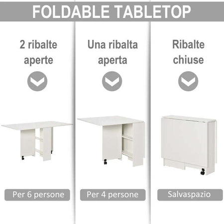Tavolo-Pieghevole-con-2-Ripiani-iInferiori-in-Legno,-Tavolo-Richiudibile-con-Ruote-per-6-Persone,-Bianco-WQ702-0621WQ7