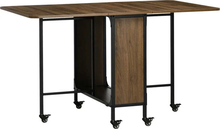 Tavolo-Pieghevole-con-6-Ruote-e-Mensola-Stile-Industriale-in-Legno-e-Metallo,-Marrone-Chiaro-KG8835-789V00LRKG8
