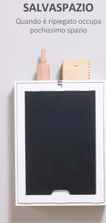 Tavolo-Pieghevole-da-Parete-Salvaspazio,-Scrivania,-Tavolo-da-Pranzo-con-Scaffali-e-Lavagnetta-(60x94.5x147cm)-XH3836-139XH3