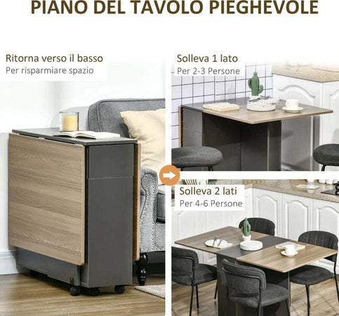 Tavolo-Pieghevole-da-Pranzo-in-Truciolato-con-2-Cassetti,-1-Armadietto,-max.-6-Persone,-140x76x76-cm-TW9835-605TW9