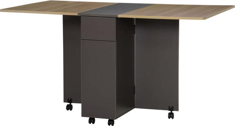 Tavolo-Pieghevole-da-Pranzo-in-Truciolato-con-2-Cassetti,-1-Armadietto,-max.-6-Persone,-140x76x76-cm-TW9835-605TW9