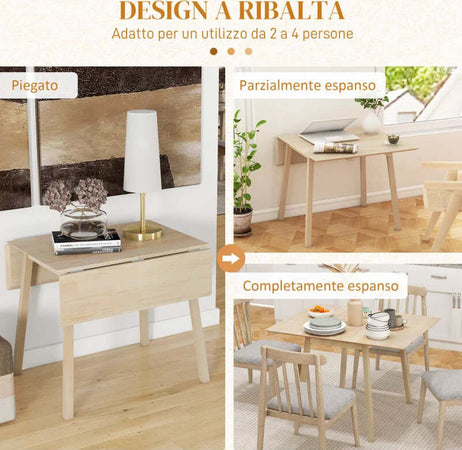 Tavolo-Pieghevole-Salvaspazio-a-2-Ribalte-per-2-4-Persone-in-Legno-di-Pino,-Colore-Legno-Naturale-LP783A-100V00NDLP7