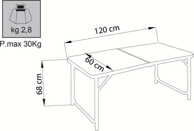 tavolo pieghevole salvaspazio in alluminio 120x60 Bianco