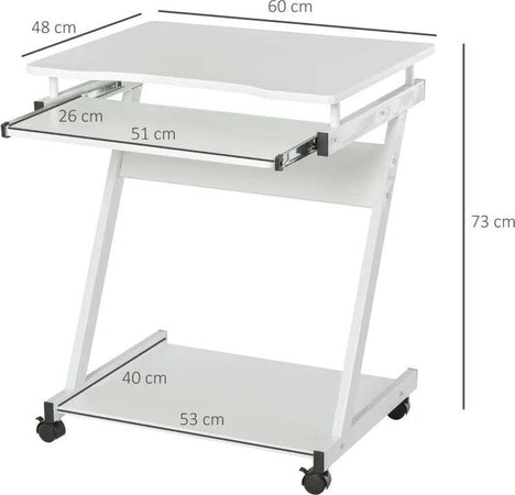 Tavolo-Porta-PC-Classico-e-Salvaspazio,-Piano-Tastiera-a-Scomparsa,-4-Ruote-e-Ripiano-Inferiore-Bianco-60x48x73cm-QO8836-293WTQO8