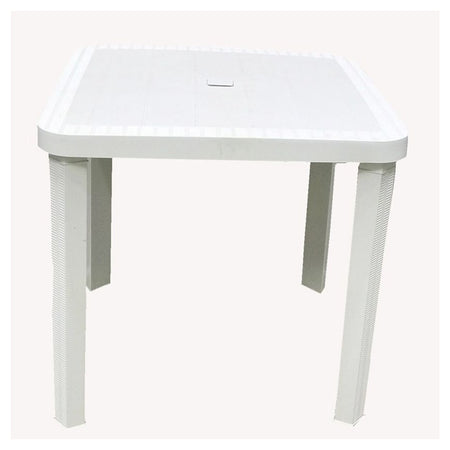 Tavolo Quadrato Da Giardino Bianco 80x80cm In Plastica Arredo Spazio Esterno 008007