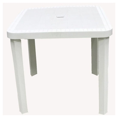 Tavolo Quadrato Da Giardino Bianco 80x80cm In Plastica Arredo Spazio Esterno 008007