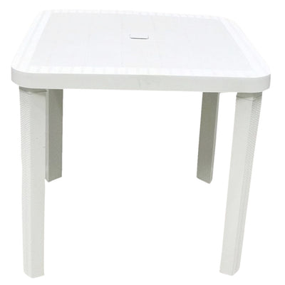 Tavolo Quadrato Da Giardino Bianco 80x80cm In Plastica Arredo Spazio Esterno 008007