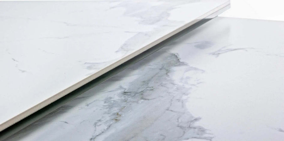 Tavolo Quasar allungabile rettangolare con piano in ceramica con supporto in vetro temperato da 160-240 x 90 cm Casa e cucina/Arredamento/Sala da pranzo/Tavoli da sala da pranzo Decor Space - Altamura, Commerciovirtuoso.it