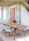 Tavolo Raida rettangolare, con gambe, in legno di acacia, stile moderno Casa e cucina/Arredamento/Sala da pranzo/Tavoli da sala da pranzo Decor Space - Altamura, Commerciovirtuoso.it