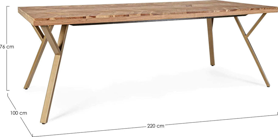 Tavolo Raida rettangolare, con gambe, in legno di acacia, stile moderno Casa e cucina/Arredamento/Sala da pranzo/Tavoli da sala da pranzo Decor Space - Altamura, Commerciovirtuoso.it