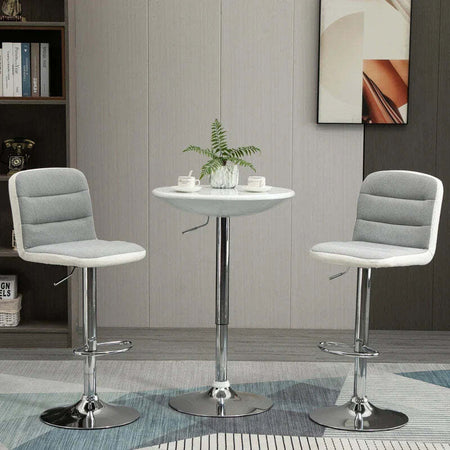 Tavolo-Rotondo-da-Bar-con-Piano-Girevole,-Altezza-Regolabile-con-Leva-a-Gas-e-Base-in-Acciaio,-Φ61x76-97cm,-Bianco-KJ7835-505WTKJ7