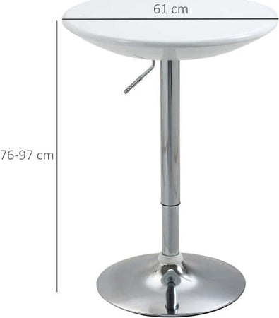 Tavolo-Rotondo-da-Bar-con-Piano-Girevole,-Altezza-Regolabile-con-Leva-a-Gas-e-Base-in-Acciaio,-Φ61x76-97cm,-Bianco-KJ7835-505WTKJ7