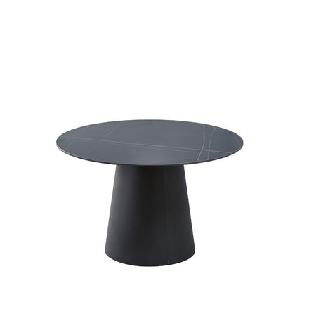 Tavolo rotondo Lauren in ceramica colore nero opaco con venature oro