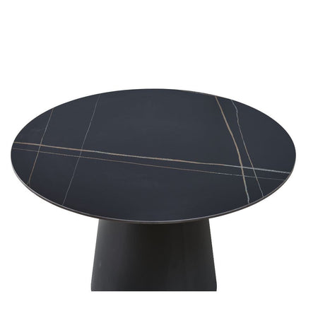 Tavolo rotondo Lauren in ceramica colore nero opaco con venature oro