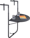 Tavolo-Tavolino-Ringhiera-Esterno-Balcone-Pieghevole-Metallo-e-Polyrattan-Nero