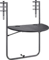Tavolo-Tavolino-Ringhiera-Esterno-Balcone-Pieghevole-Metallo-e-Polyrattan-Nero