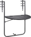 Tavolo-Tavolino-Ringhiera-Esterno-Balcone-Pieghevole-Metallo-e-Polyrattan-Nero