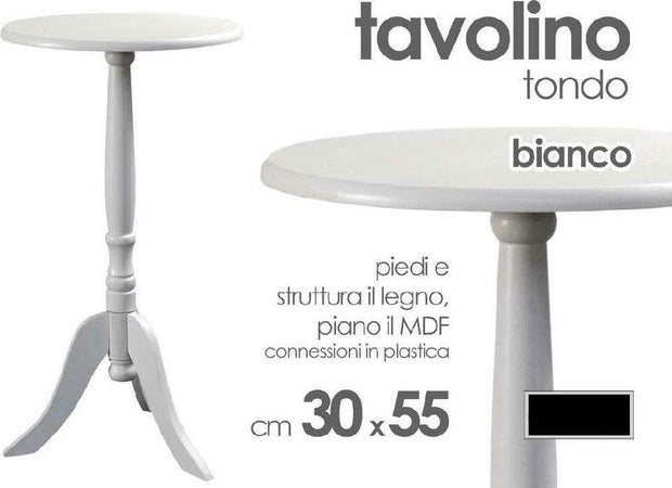 Tavolo Tavolino Tondo Bianco In Legno 30x55 Cm Salotto Giardino Arredamento Casa Casa e cucina/Arredamento/Soggiorno/Tavoli e tavolini/Tavolini bassi Trade Shop italia - Napoli, Commerciovirtuoso.it