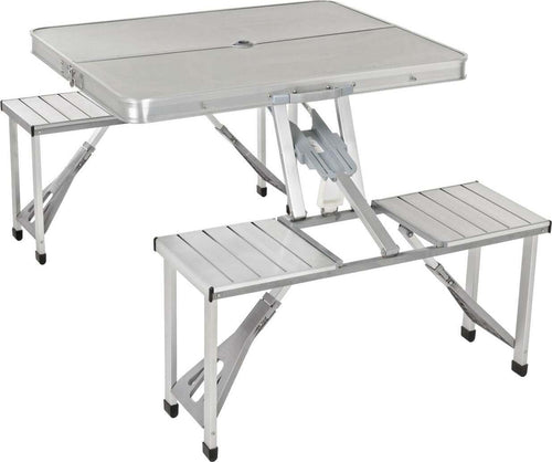 Tavolo Tavolino Valigetta Con Sgabelli Pieghevole Campeggio Mare Spiaggia in Alluminio Sport e tempo libero/Attività ricreative all'aperto/Camping e outdoor/Arredamento da campeggio/Tavoli La Zappa - Altamura, Commerciovirtuoso.it