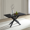 Tavolo Rigel con gambe in ferro e piano in ceramica nero, design moderno, 140/200 x 80 x h 76 cm