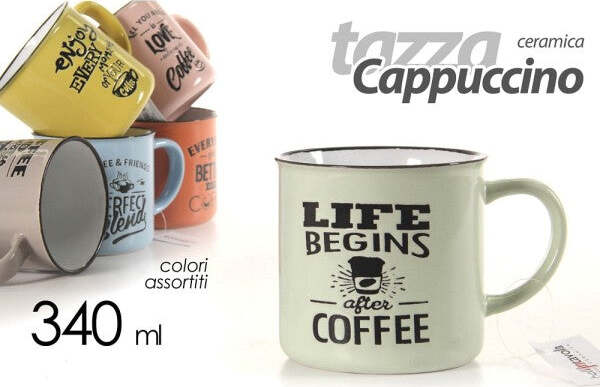Tazza-Cappuccino-Caffè-Life-In-Ceramica-340ml-340cc-Vari-Colori-Assortiti-719219