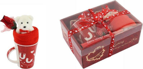 Tazza Orsetto Bianco In Peluche Fiore Confezione Regalo Per San Valentino 63298 Giochi e giocattoli/Peluche/Animali di peluche Trade Shop italia - Napoli, Commerciovirtuoso.it