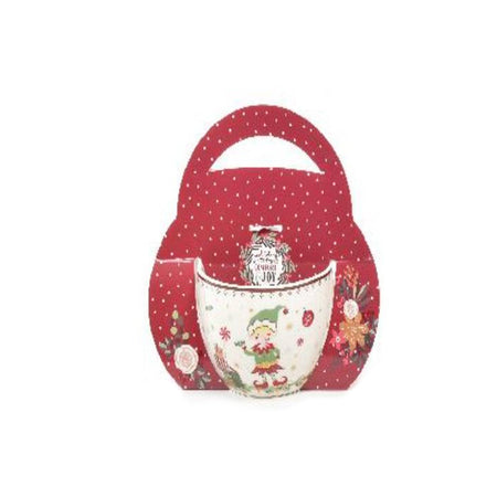 Tazza di natale con elfo natalizio in porcellana 340 ml per decorazione natalizia