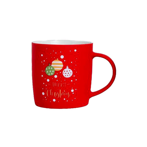 Tazza natalizia grande in porcellana floccata da 390 ml, Ø 8,6 x 9,2 cm