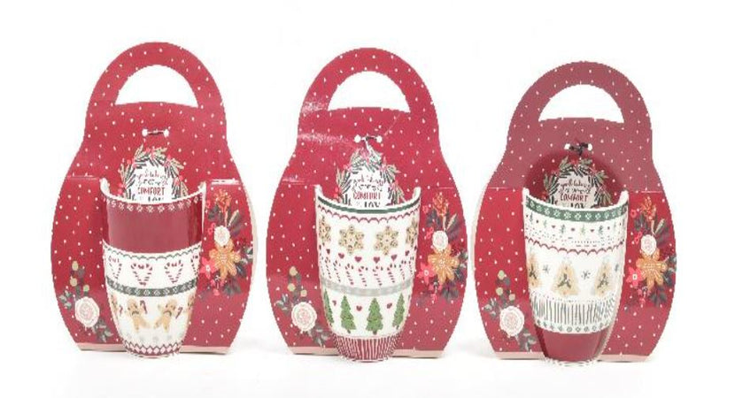 Tazza di natale decorativa in porcellana 340 ml per decorazione natalizia