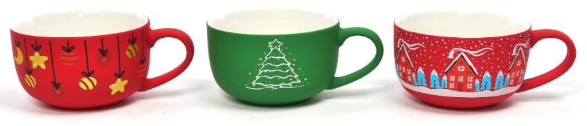 Tazza di natale in porcellana floccata 370 ml decorazione natalizia