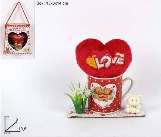 Tazzina Con Cuore Love Peluche Idea Regalo San Valentino 10.5x11x5cm Confezione Giochi e giocattoli/Peluche/Animali di peluche Trade Shop italia - Napoli, Commerciovirtuoso.it