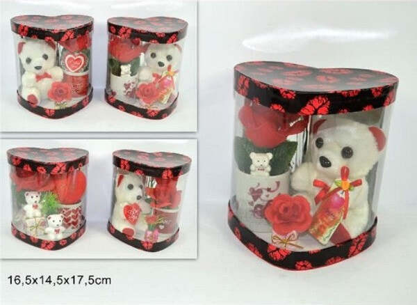 Tazzina-Con-Peluche-Orsetto-16,5x14,5x17,5cm-San-Valentino-Fiore-Confezione-Cuore