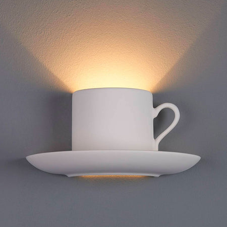 *STOCK* Applique In Gesso Ceramico TAZZINA 280x140x150mm 40W G9 IP20 - Eternal Parquet