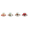 Tazzina natalizia con piattino in porcellana floccata da 80 ml per decorazioni natalizie set da 12