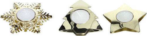 TEA LIGHT A FORME NATALE GLAM ORO ACCIAIO Casa e cucina/Decorazioni per interni/Candele e portacandele/Portacandele/Portalumini Scontolo.net - Potenza, Commerciovirtuoso.it