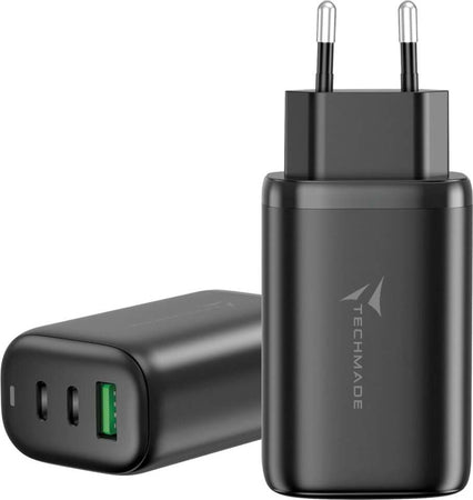 Techmade-65w-caricatoreuniversale-gan-usb-c-+-usb-a-black