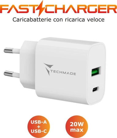 Techmade-Caricabatteria-20wcon-porta-usb-c-+-usb-a
